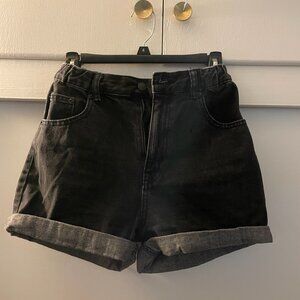 Pull&bear black jean shorts elastic waist
